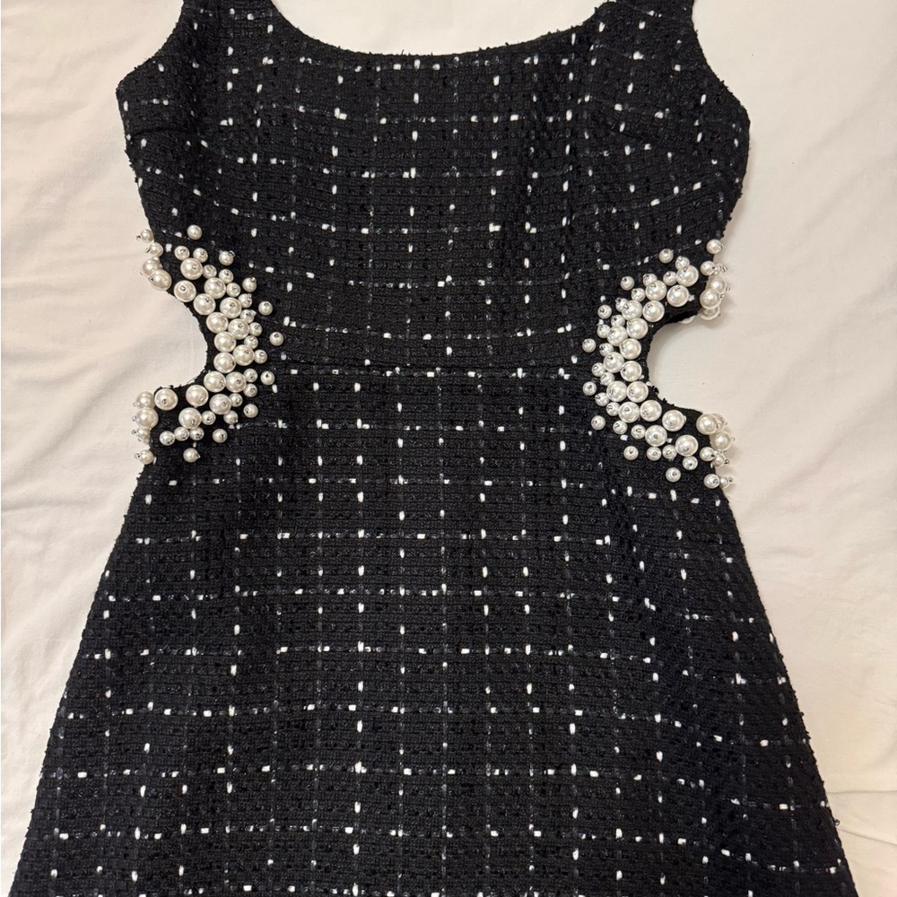 Zara Pearl embellished tweed dress